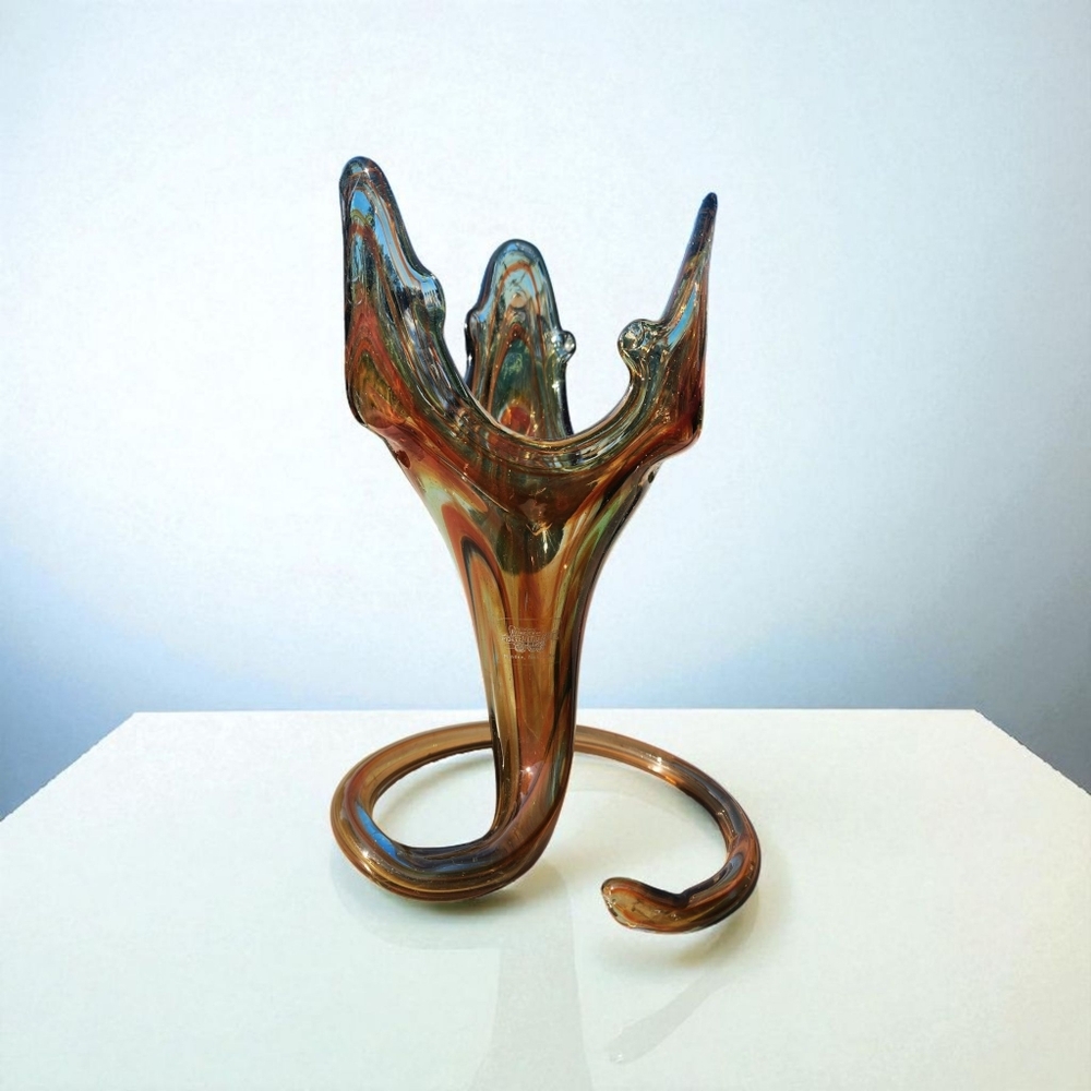 Sooner MCM Hand Blown Stretch Glass  Sculpture Art Piece